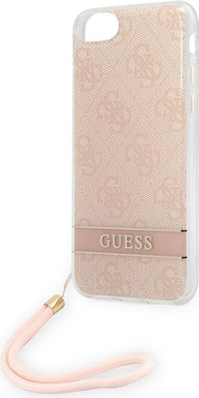 Etui iPhone SE 2022 / SE 2020 / 8 / 7 Guess 4G Print Strap różowe