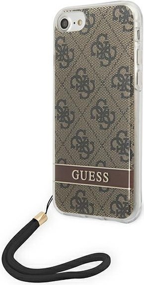 Etui iPhone SE 2022 / SE 2020 / 8 / 7 Guess 4G Print Strap brązowe