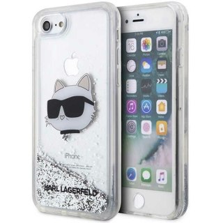 Etui iPhone SE 2022 / SE 2020 / 8 / 7 Karl Lagerfeld srebrne hardcase Glitter Choupette Head