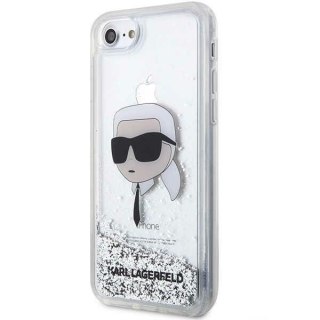 Etui iPhone SE 2022 / SE 2020 / 8 / 7 Karl Lagerfeld srebrne hardcase Glitter Karl Head