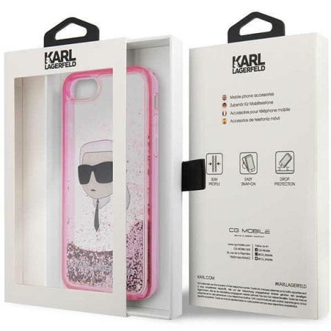 Etui iPhone SE 2022 / SE 2020 / 8 / 7 Karl Lagerfeld różowe hardcase Glitter Karl Head