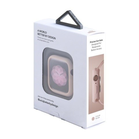 Etui UNIQ Lino Apple Watch 4/5/6/7/8/9/SE 44/45mm różowy/blush pink