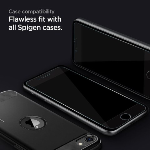 Szkło hartowane iPhone SE 2022/SE 2020/8/7 Spigen GLAS.tR Slim Black 2 PACK