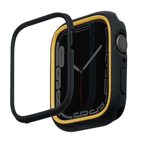 Etui UNIQ Moduo Apple Watch 4/5/6/7/8/9/SE 44/45mm czarny-musztardowy/midnight-mustard