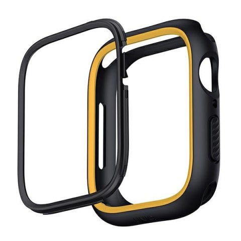 Etui UNIQ Moduo Apple Watch 4/5/6/7/8/9/SE 44/45mm czarny-musztardowy/midnight-mustard