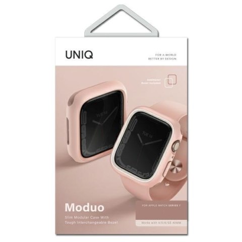 Etui UNIQ Moduo Apple Watch 4/5/6/7/8/9/SE 44/45mm różowy-biały/blush-white