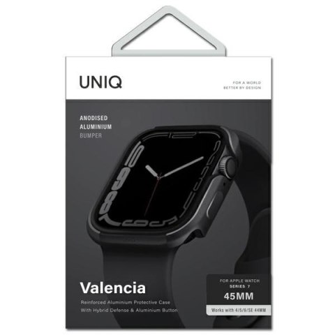 Etui UNIQ Valencia Apple Watch 4/5/6/7/SE 44/45mm grafitowy/graphite