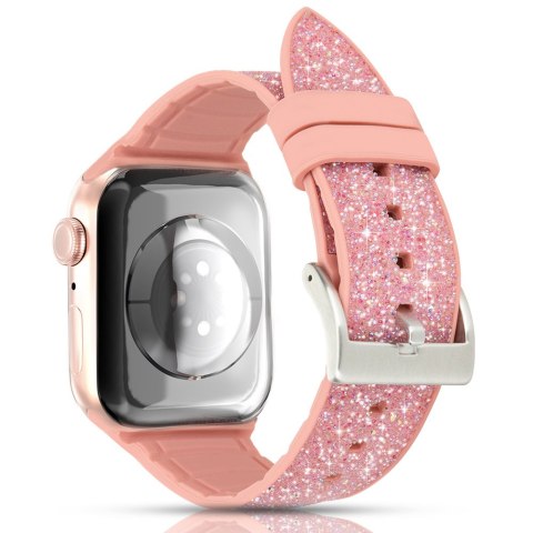 Kingxbar Crystal Fabric Band Apple Watch 4/5/6/7/8/SE 40/41mm różowy