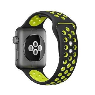 Pasek Crong Duo Sport Apple Watch 4/5/6/7/SE/8/9 40/41mm (czarny/limonkowy)