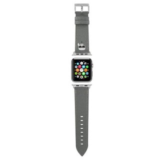 Pasek Karl Lagerfeld KLAWLOKHG Apple Watch 4/5/6/7/SE/8/9/Ultra 44/45/49mm srebrny/silver strap Saffiano Karl Heads