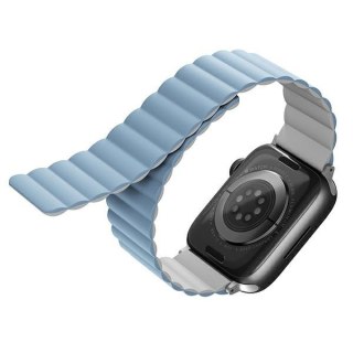 Pasek UNIQ Revix Apple Watch 4/5/6/7/SE/8/9/Ultra 44/45/49mm Reversible Magnetic biały-niebieski/white-blue