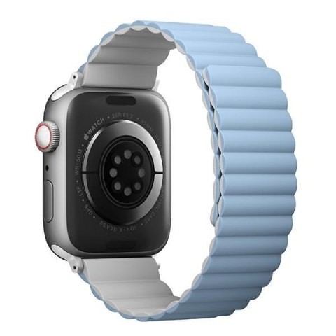 Pasek UNIQ Revix Apple Watch 4/5/6/7/SE/8/9/Ultra 44/45/49mm Reversible Magnetic biały-niebieski/white-blue