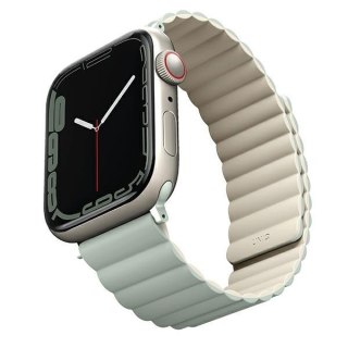 Pasek UNIQ Revix Apple Watch 4/5/6/7/SE/8/9/Ultra 44/45/49mm Reversible Magnetic szałwia-beżowy/sage-beige