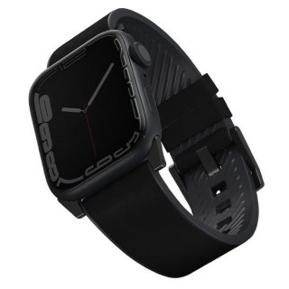 Pasek UNIQ Straden Apple Watch 4/5/6/7/SE/8/9/Ultra 44/45/49mm Leather Hybrid Strap czarny/black