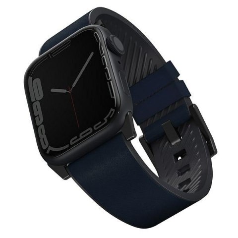 Pasek UNIQ Straden Apple Watch 4/5/6/7/SE/8/9/Ultra 44/45/49mm Leather Hybrid Strap niebieski/blue