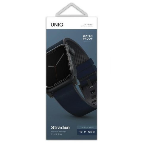 Pasek UNIQ Straden Apple Watch 4/5/6/7/SE/8/9/Ultra 44/45/49mm Leather Hybrid Strap niebieski/blue