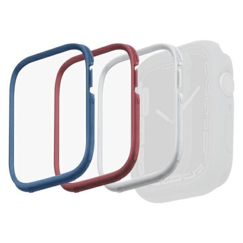 Ramka UNIQ do etui Moduo Apple Watch 4/5/6/7/8/9/SE 44/45mm Niebieski-Czerwony-Biały/Blue-Red-White [3 PACK]