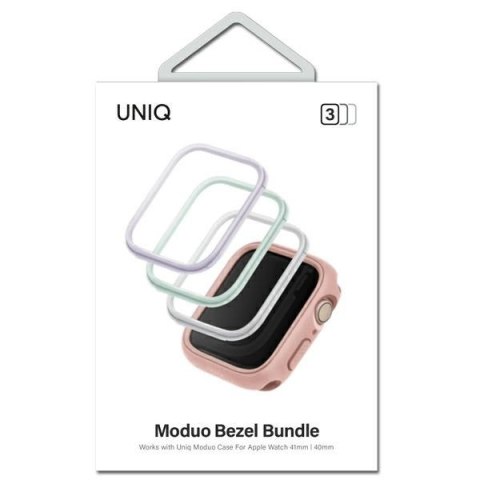 Ramka UNIQ do etui Moduo Apple Watch 4/5/6/7/8/SE 40/41mm Szałwiowy-Lillak-Biały/Sage-Lilac-White [3 PACK]