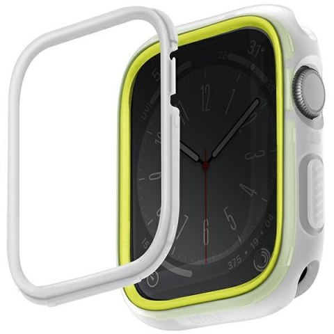 Etui UNIQ Moduo Apple Watch 4/5/6/7/SE/8/9 44/45mm limonka-biały/lime-white