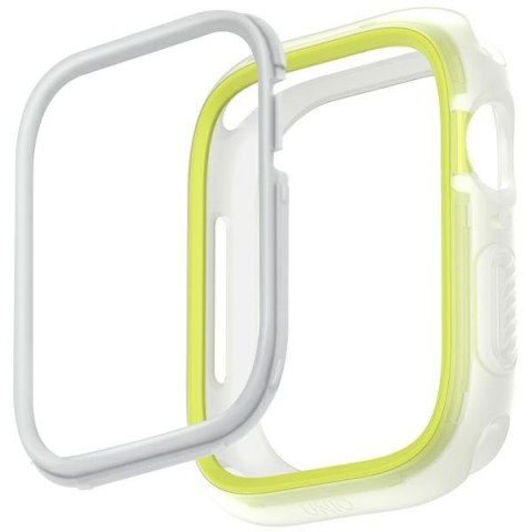 Etui UNIQ Moduo Apple Watch 4/5/6/7/SE/8/9 44/45mm limonka-biały/lime-white