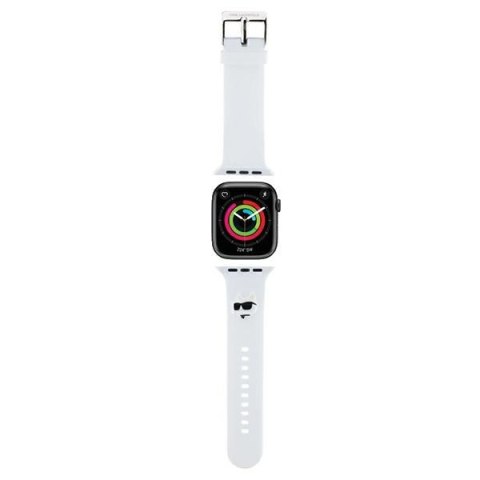 Pasek Karl Lagerfeld KLAWLSLCNH Apple Watch 4/5/6/7/SE/8/9/Ultra 44/45/49mm strap 3D Rubber Choupette Head biały/white