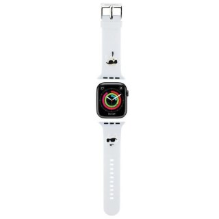 Pasek Karl Lagerfeld KLAWLSLKCNH Apple Watch 4/5/6/7/SE/8/9/Ultra 44/45/49mm strap 3D Rubber Karl&Choupette Heads biały/white