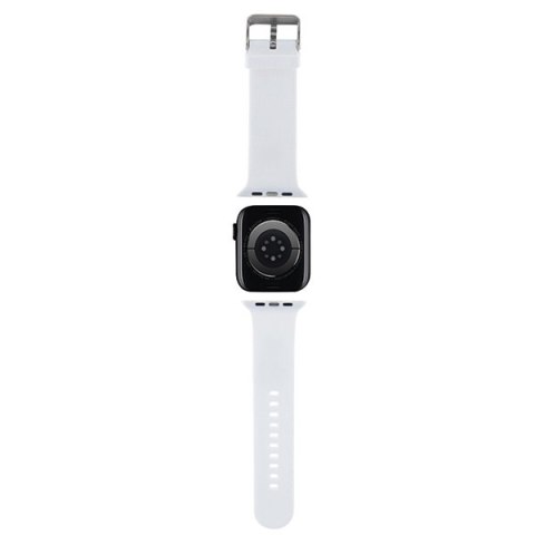 Pasek Karl Lagerfeld KLAWLSLKNH Apple Watch 4/5/6/7/SE/8/9/Ultra 44/45/49mm strap 3D Rubber Karl Head biały/white