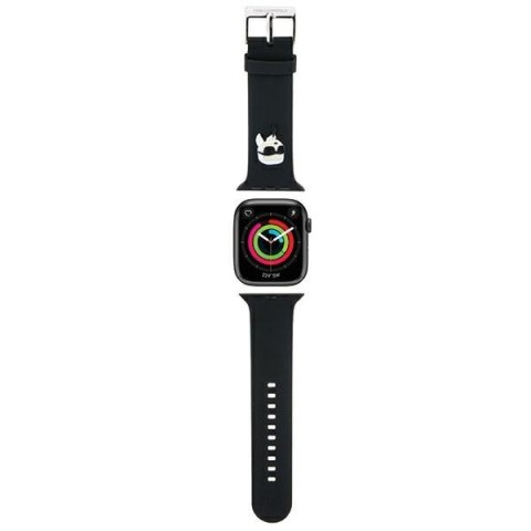 Pasek Karl Lagerfeld KLAWLSLKNK Apple Watch 4/5/6/7/SE/8/9/Ultra 44/45/49mm strap 3D Rubber Karl Head czarny/black