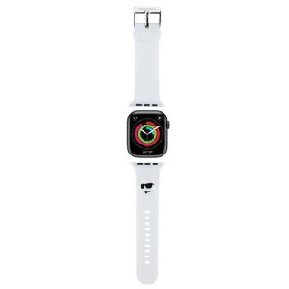 Pasek Karl Lagerfeld KLAWMSLCNH Apple Watch 4/5/6/7/SE/8/9 40/41mm strap 3D Rubber Choupette Heads biały/white