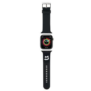 Pasek Karl Lagerfeld KLAWMSLCNK Apple Watch 4/5/6/7/SE/8/9 40/41mm strap 3D Rubber Choupette Heads czarny/black