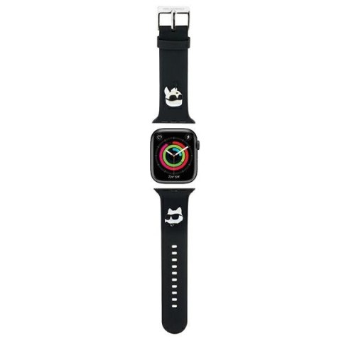 Pasek Karl Lagerfeld KLAWMSLKCNK Apple Watch 4/5/6/7/SE/8/9 40/41mm strap 3D Rubber Karl&Choupette Heads czarny/black