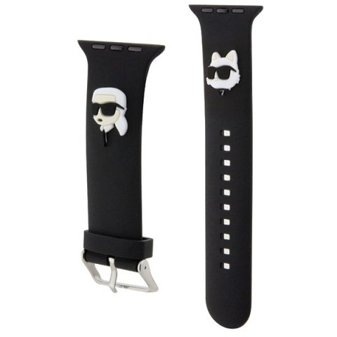 Pasek Karl Lagerfeld KLAWMSLKCNK Apple Watch 4/5/6/7/SE/8/9 40/41mm strap 3D Rubber Karl&Choupette Heads czarny/black