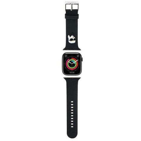 Pasek Karl Lagerfeld KLAWMSLKNK Apple Watch 4/5/6/7/SE/8/9 40/41mm strap 3D Rubber Karl Head czarny/black