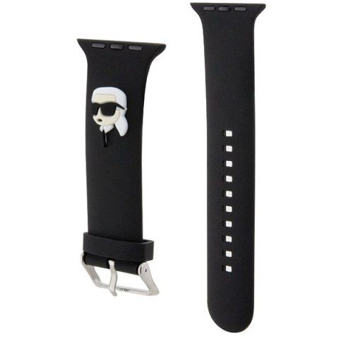 Pasek Karl Lagerfeld KLAWMSLKNK Apple Watch 4/5/6/7/SE/8/9 40/41mm strap 3D Rubber Karl Head czarny/black