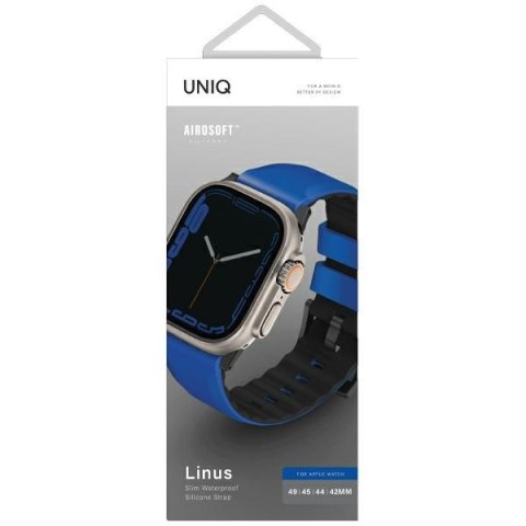 Pasek UNIQ Linus Apple Watch 4/5/6/7/SE/8/9/Ultra 44/45/49mm Airosoft Silicone niebieski/racing blue