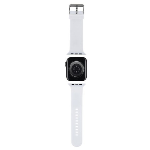 Pasek Karl Lagerfeld KLAWMSLKCNH Apple Watch 4/5/6/7/SE/8/9 40/41mm strap 3D Rubber Karl&Choupette Heads biały/white