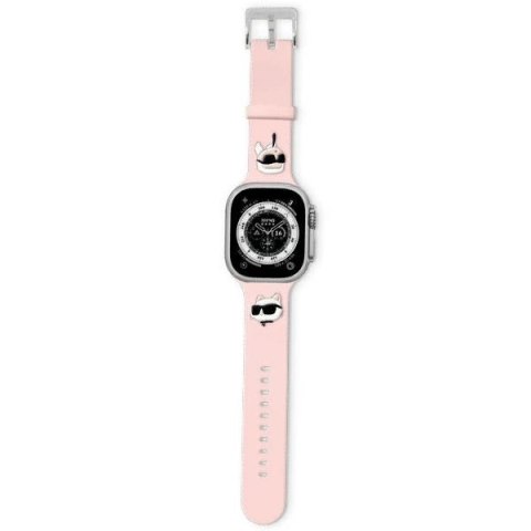 Pasek Karl Lagerfeld KLAWMSLKCNP Apple Watch 4/5/6/7/SE/8/9 40/41mm strap 3D Rubber Karl&Choupette Heads różowy/pink