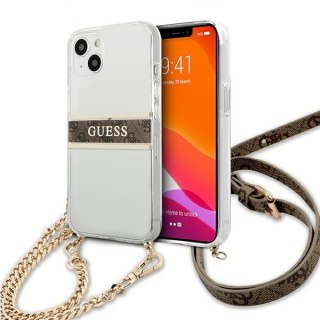 Etui Guess GUHCP13SKC4GBGO Apple iPhone 13 mini Transparent hardcase 4G Brown Strap Gold Chain