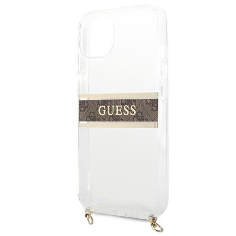 Etui Guess GUHCP13SKC4GBGO Apple iPhone 13 mini Transparent hardcase 4G Brown Strap Gold Chain