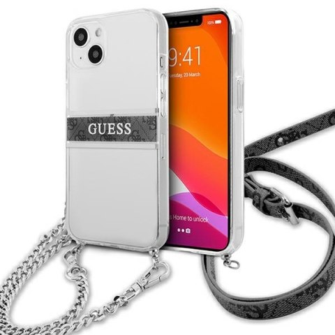 Etui na telefon iPhone 13 mini Guess przezroczyste hardcase 4G Grey Strap