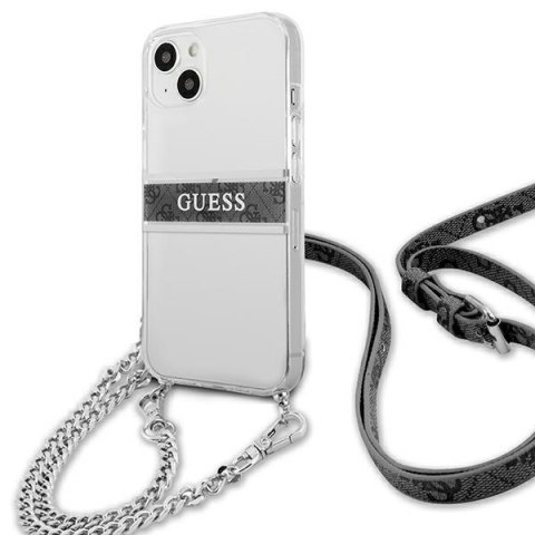 Etui na telefon iPhone 13 mini Guess przezroczyste hardcase 4G Grey Strap