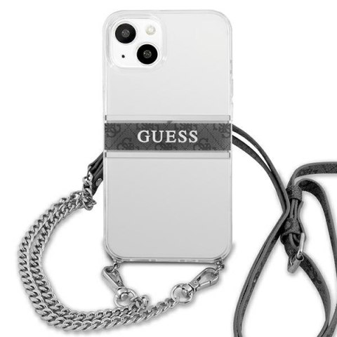 Etui na telefon iPhone 13 mini Guess przezroczyste hardcase 4G Grey Strap