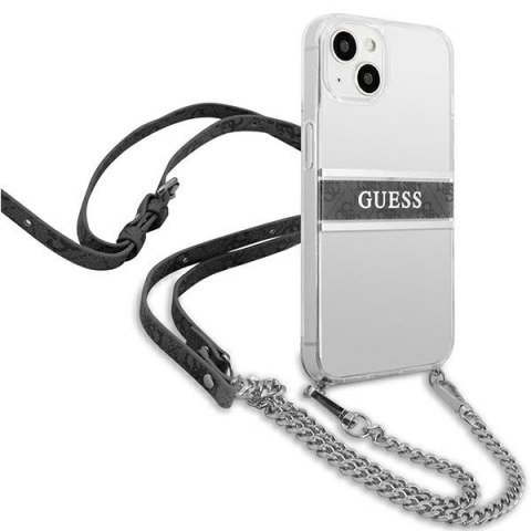 Etui na telefon iPhone 13 mini Guess przezroczyste hardcase 4G Grey Strap