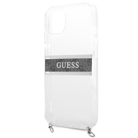 Etui na telefon iPhone 13 mini Guess przezroczyste hardcase 4G Grey Strap