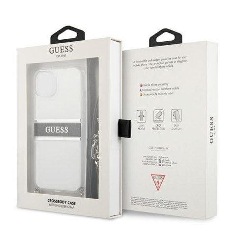 Etui na telefon iPhone 13 mini Guess przezroczyste hardcase 4G Grey Strap