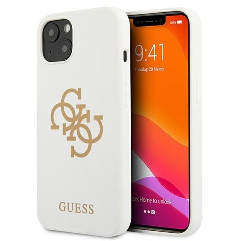 Etui na telefon iPhone 13 mini Guess białe hardcase silikonowe 4G