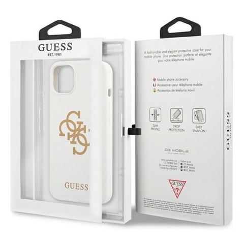 Etui na telefon iPhone 13 mini Guess białe hardcase silikonowe 4G