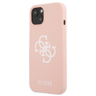 Etui na telefon iPhone 13 mini Guess różowe hardcase silikonowe 4G