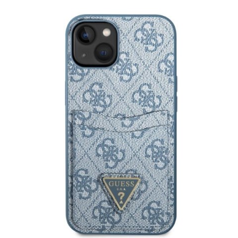 Etui na telefon iPhone 13 mini Guess niebieskie hardcase z slotem na karty