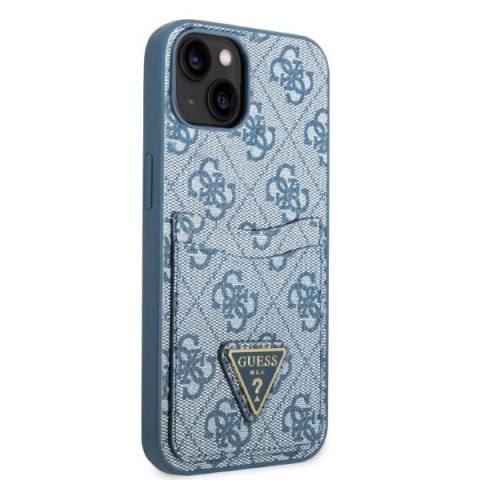 Etui na telefon iPhone 13 mini Guess niebieskie hardcase z slotem na karty